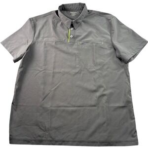 Cherokee Uniforms Mens XL Gray Performance Polo Scrub Top Zipper Pocket CKI803